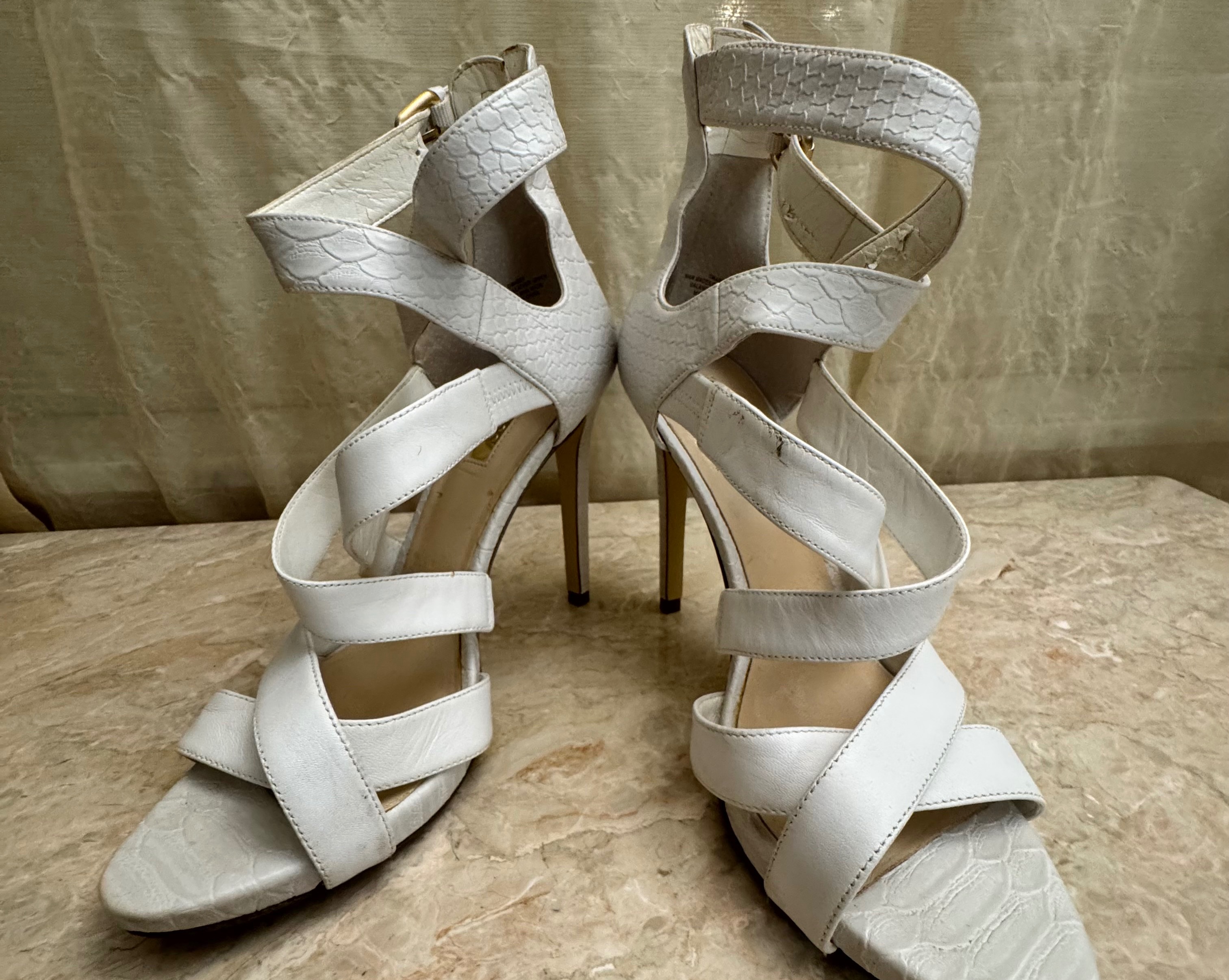 Guess White Strappy Heels
