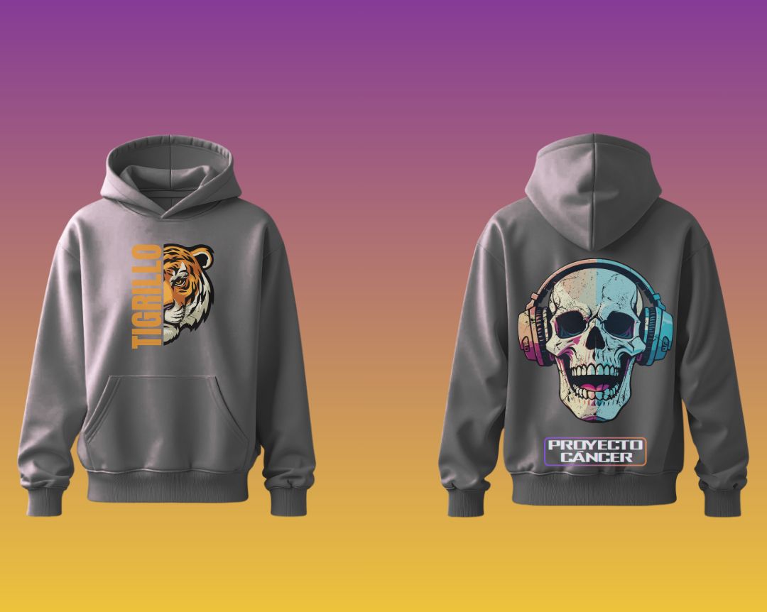 Hoodie Tigrillo Calavera Negro