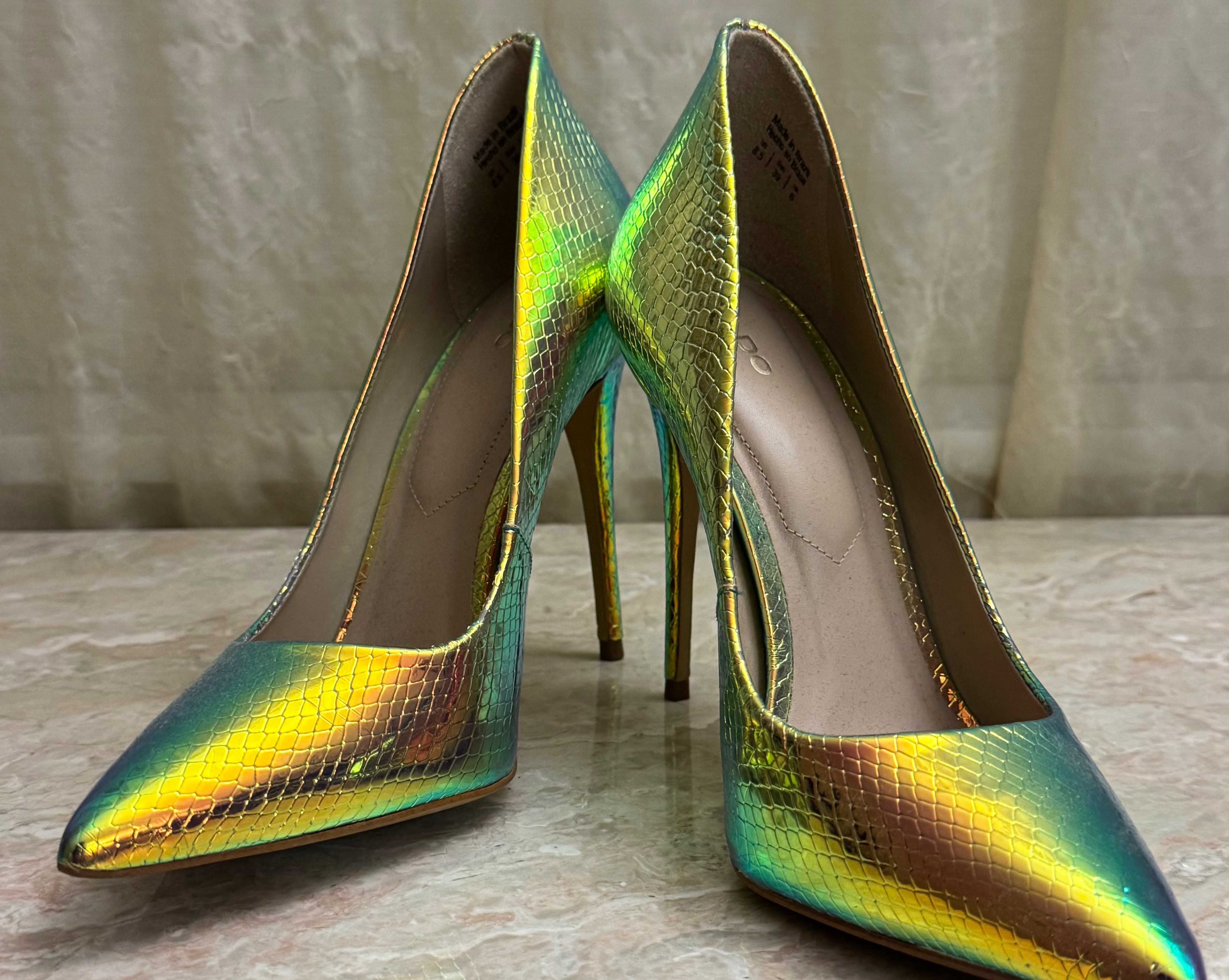 Aldo Shimmering Green Heels