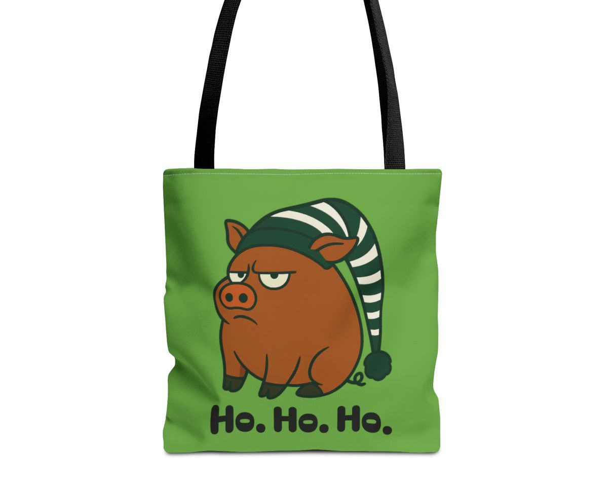 Grumpy Brown Pig Holiday Tote