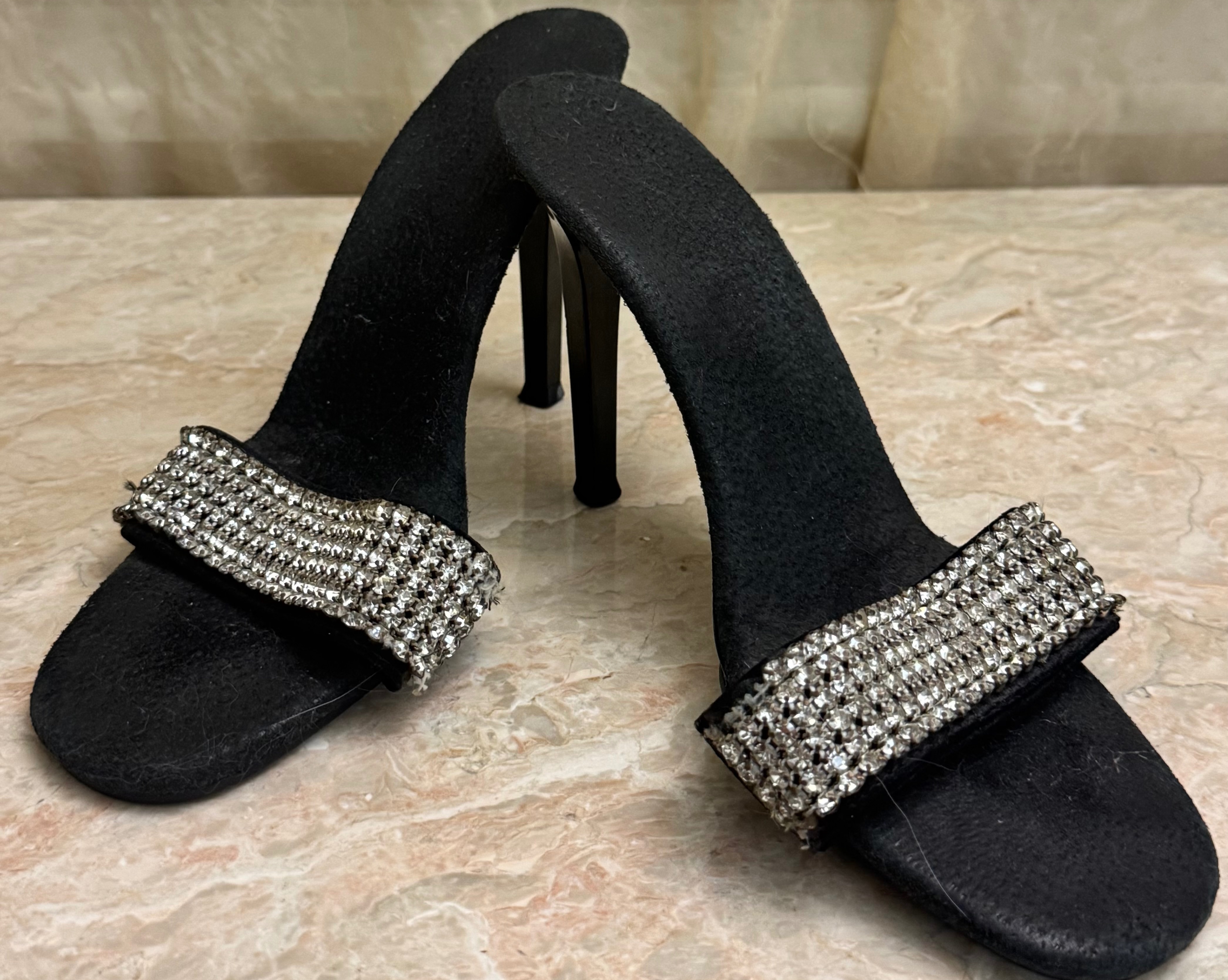 Black Heels with Rhinestones
